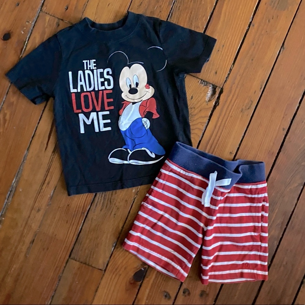Mickey Graphic T-Shirt & matching Striped Shorts Size 2T